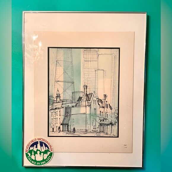 Rush & Superior Chicago Watercolor Art Print - J. Parenti Signed Cityscape - Picture 2 of 6